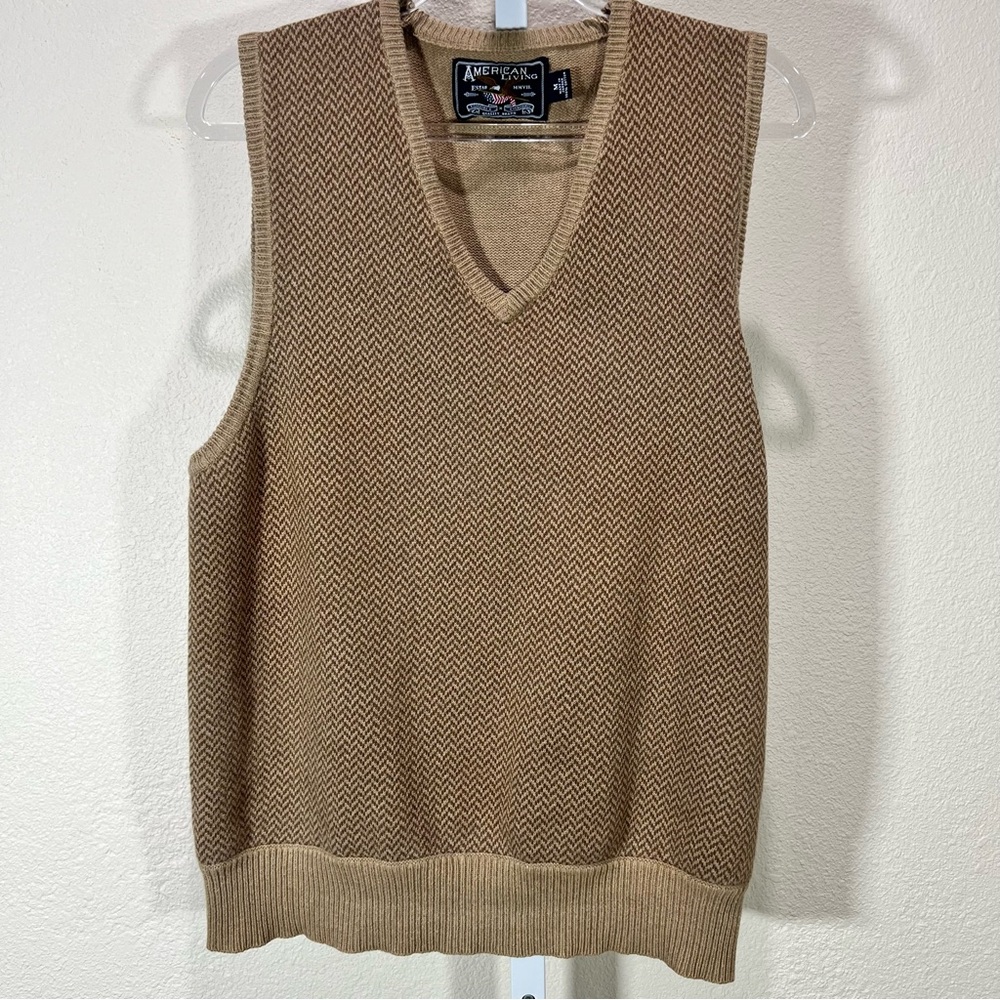 Vintage Mens Sz M American Living 100% Cotton Sweater Vest Eclectic Grandpa